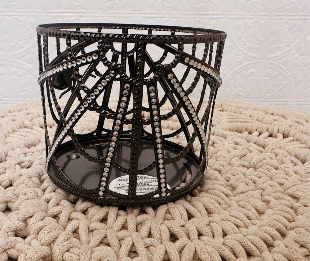 Bath and Body Works Black 3 Wick Candle Holder Fancy Spider - Picture 2 of 4